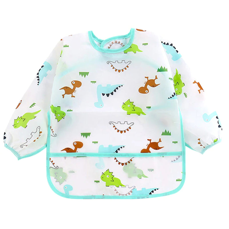 Cartoon Colorful Baby Bibs Long Sleeve Art Apron Animal Smock Baby Bib Burp Clothes Soft Feeding Eat Toddler Waterproof Smocks