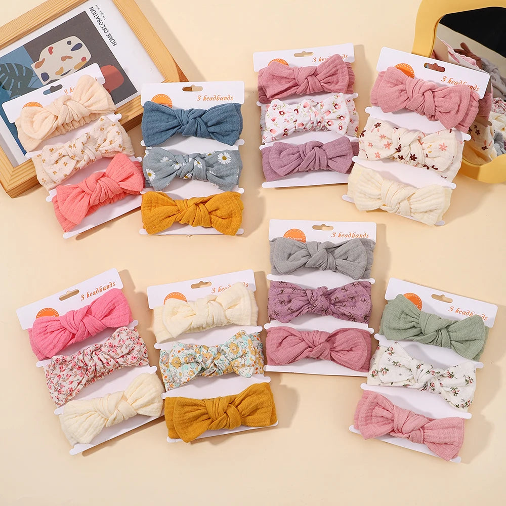 3Pcs Baby Girls Headband Set Bow Knot Head Wrap Bandage Kids Toddlers Headwear Hair Band Infant Baby Newborn Hair Accessories