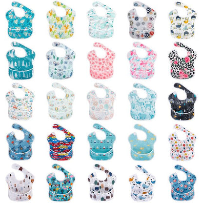 1Pcs Baby Bibs TPU Waterproof Feeding Bibs Unisex Washable Fashion Bibs for Girls & Boys Stain and Odor Resistant