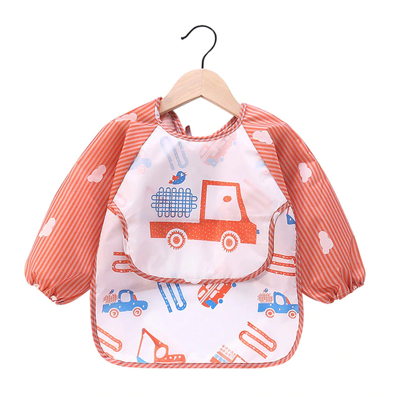 Cartoon Colorful Baby Bibs Long Sleeve Art Apron Animal Smock Baby Bib Burp Clothes Soft Feeding Eat Toddler Waterproof Smocks