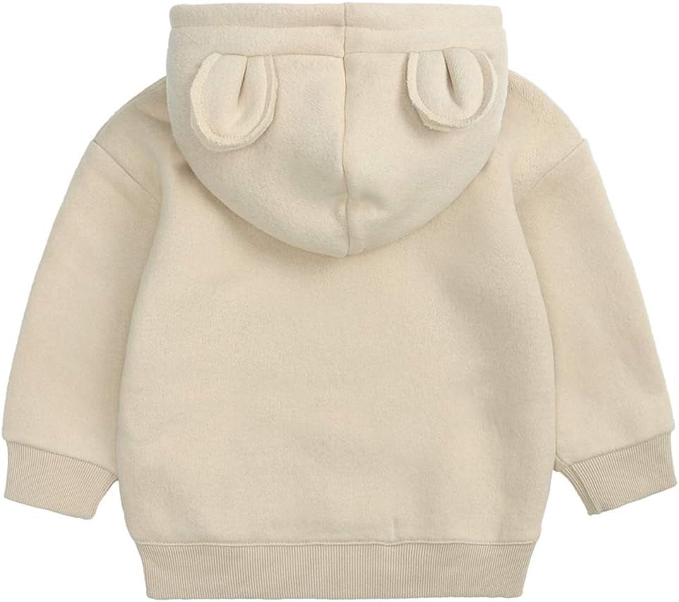 Baby Unisex Cotton Solid Hoodies, Toddler Sweatshirt Kids Cute Ear Hoody Tops Pullover Fall Winter Clothes