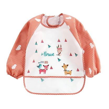 Cartoon Colorful Baby Bibs Long Sleeve Art Apron Animal Smock Baby Bib Burp Clothes Soft Feeding Eat Toddler Waterproof Smocks