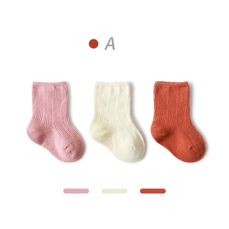 3 Pairs/Lot Children'S Socks Solid Autumn Spring Boy anti Slip Newborn Baby Socks Cotton Infant Socks for Girls Boys Floor Socks