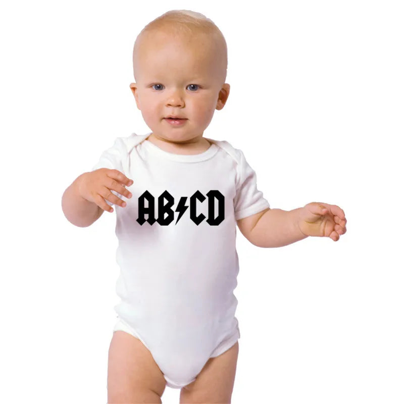 Funny Letter Print Infant Clothes Rock Baby Clothes Cotton Newborn Boy Girls Romper Jumpsuit Clothing Outfits 0-24M