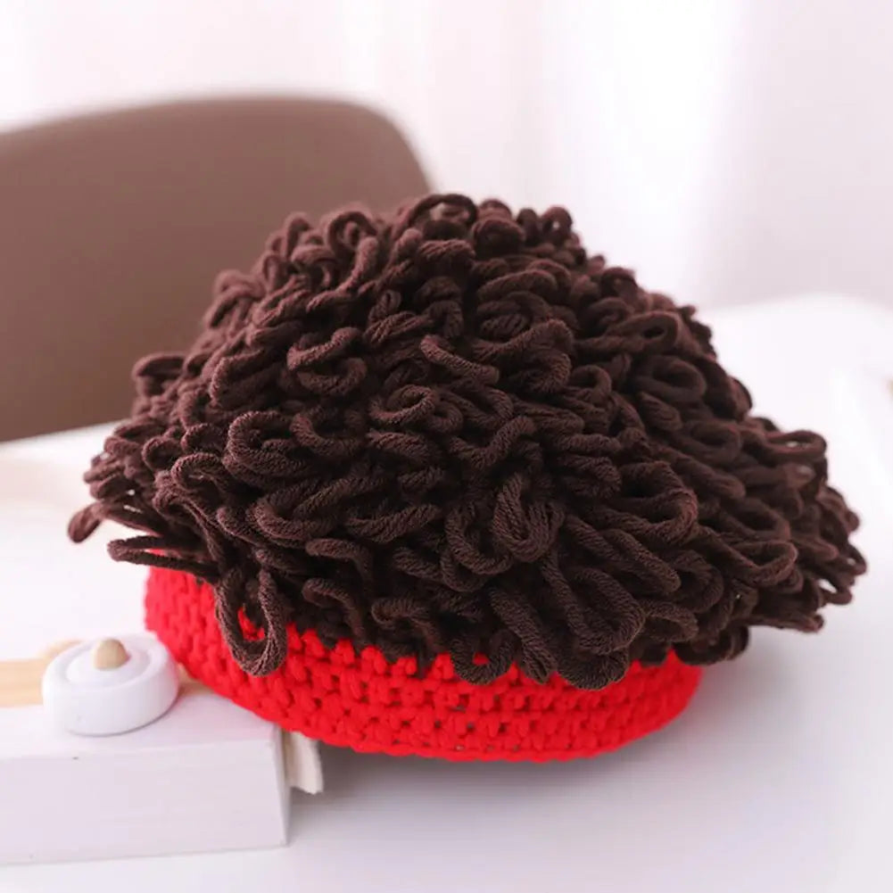 Baby Wig Cap Cute Infant Headband Rock Style Short Curly Fan Head Knitting Infant Toddler Wig Hat Photo Explosion Wig Hat