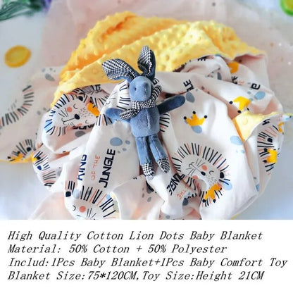 Newborn Baby Blanket Thick Warm Thermal Flannel Fleece Quilts Infant Bebe Cotton Fox Lion Swaddle Envelope Receiving Blankets