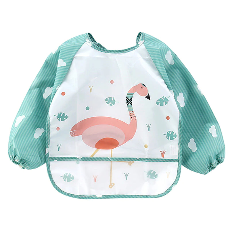 Cartoon Colorful Baby Bibs Long Sleeve Art Apron Animal Smock Baby Bib Burp Clothes Soft Feeding Eat Toddler Waterproof Smocks