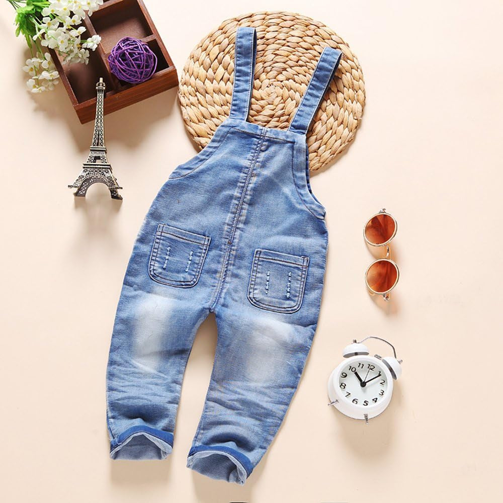 Baby & Little Boys/Girls Blue & Black Denim Overalls,Jean Workwear