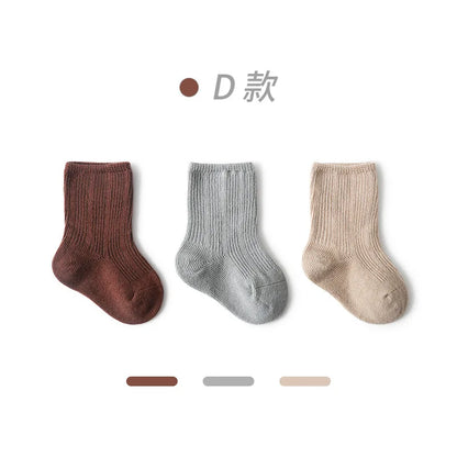 3 Pairs/Lot Children'S Socks Solid Autumn Spring Boy anti Slip Newborn Baby Socks Cotton Infant Socks for Girls Boys Floor Socks