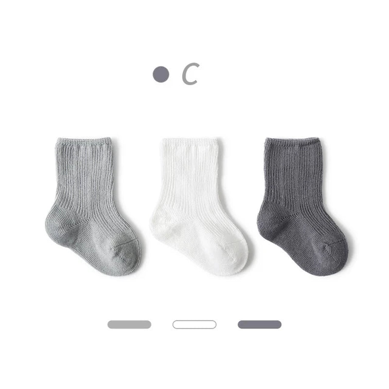 3 Pairs/Lot Children'S Socks Solid Autumn Spring Boy anti Slip Newborn Baby Socks Cotton Infant Socks for Girls Boys Floor Socks