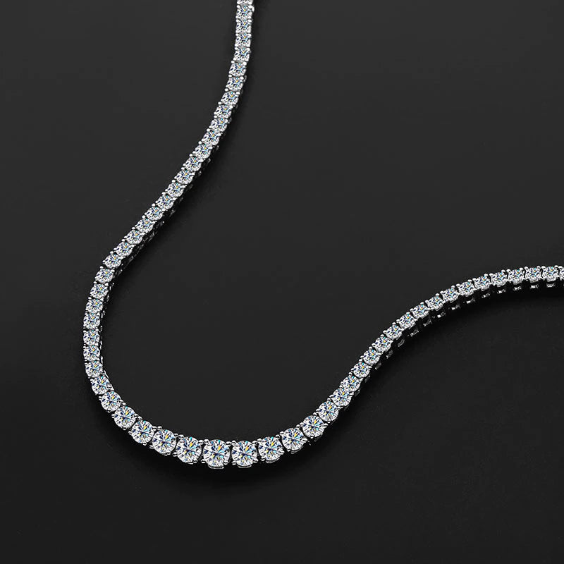 Moissanite Tennis Necklace for Woman Wedding Jewely with Certificate 925 Sterling Sliver Plated 18K White Gold Necklace