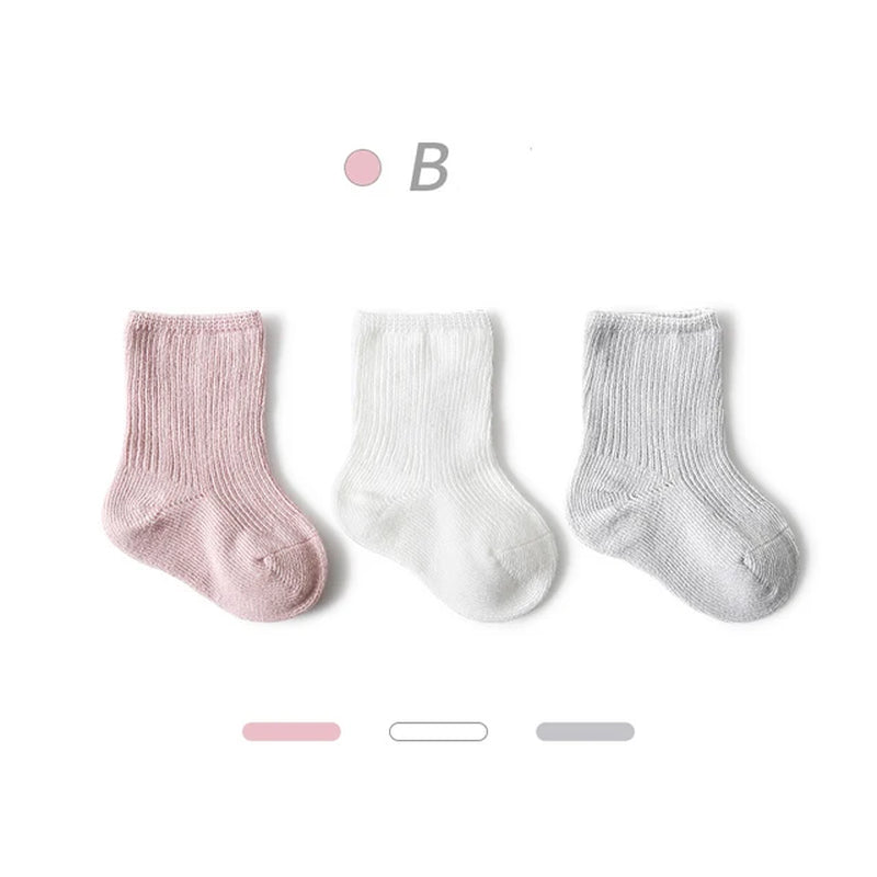 3 Pairs/Lot Children'S Socks Solid Autumn Spring Boy anti Slip Newborn Baby Socks Cotton Infant Socks for Girls Boys Floor Socks