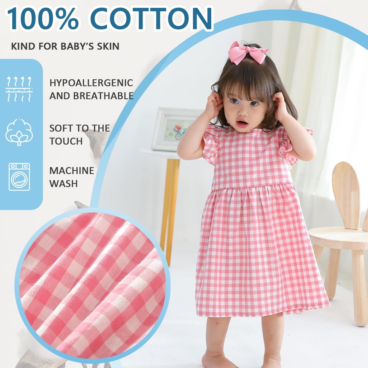 Baby Girl Dress Short Sleeves a Line Clothing Newborn Summer Playwear Infant Cotton Cute Woven Clothes